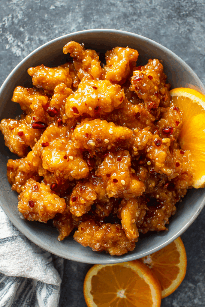 Fried Chicken with a Sweet and Sticky Orange Sauce