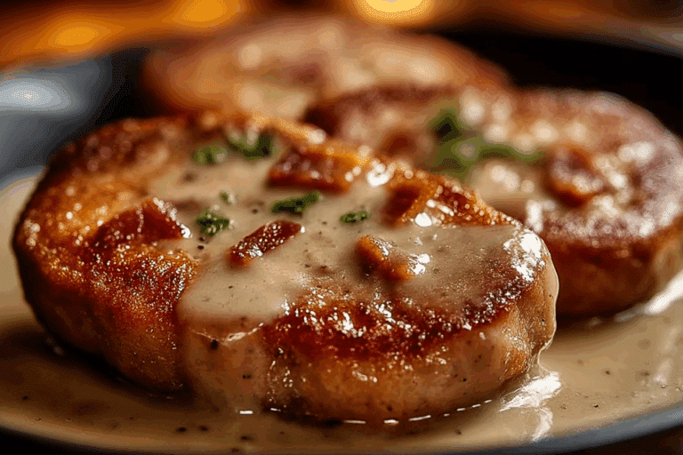Country Fried Pork Chops with Bacon Gravy