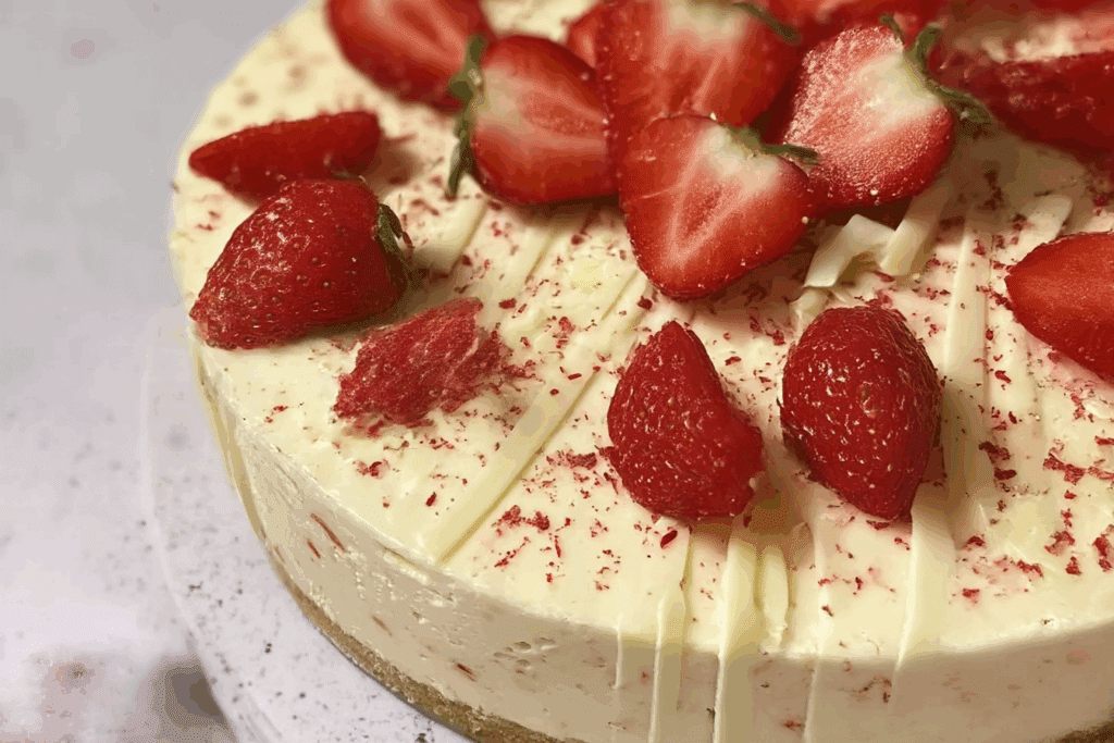 White Chocolate Strawberry Cheesecake