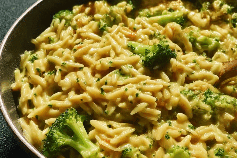 One Pot Broccoli Cheese Orzo