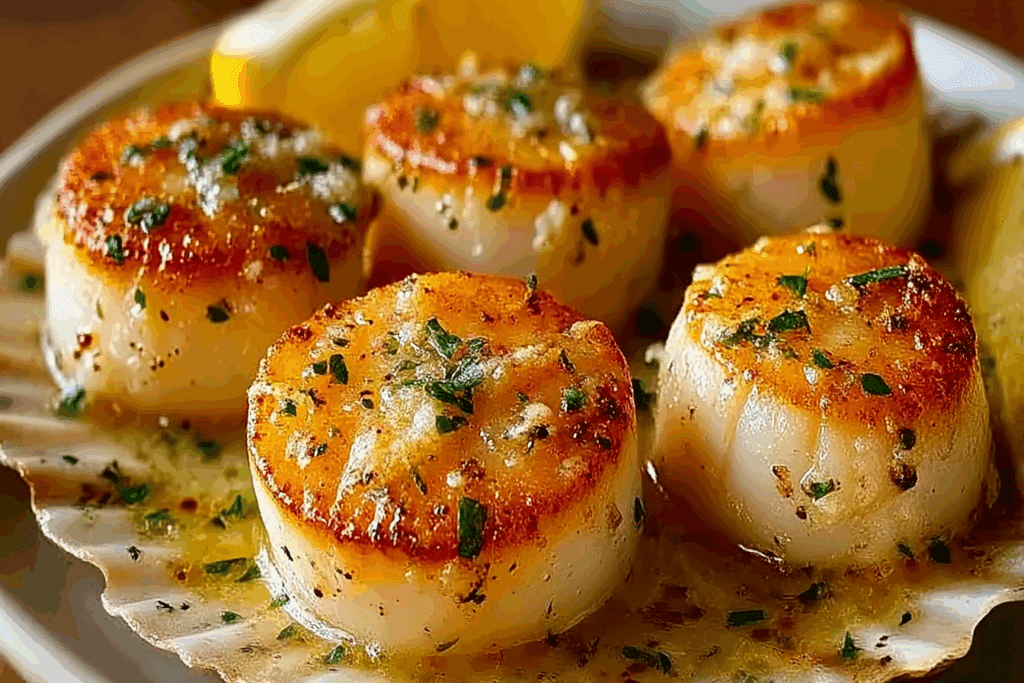 GARLIC BUTTER BAKED SCALLOPS
