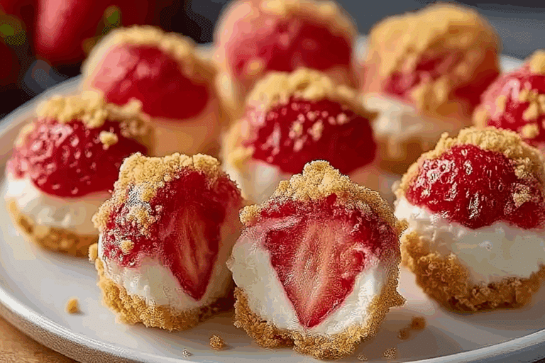 Strawberry Crunch Cheesecake Bites