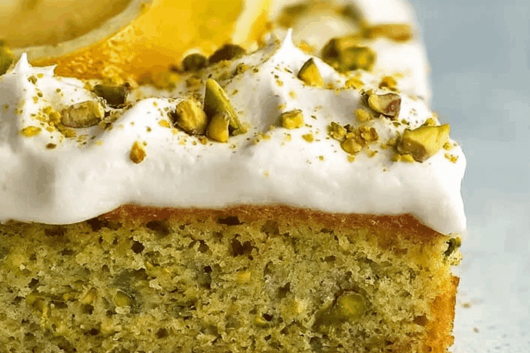 Lemon Pistachio Ricotta Cloud Cake