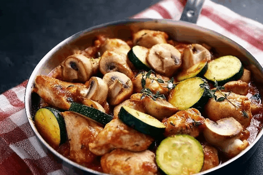 Italian Chicken, Mushrooms and Zucchini Skillet