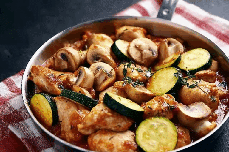 Italian Chicken, Mushrooms and Zucchini Skillet
