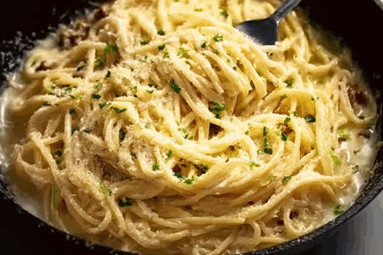 Creamy Beef Spaghetti with 3-Cheese Parmesan Sauce