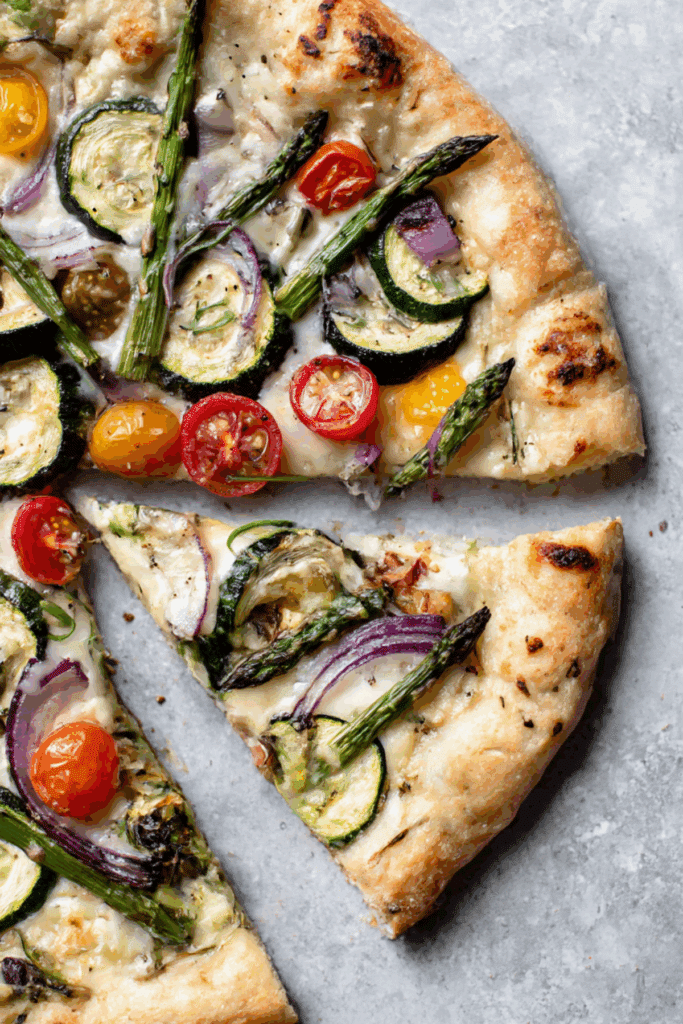 Garden Vegetable Alfredo Pizza