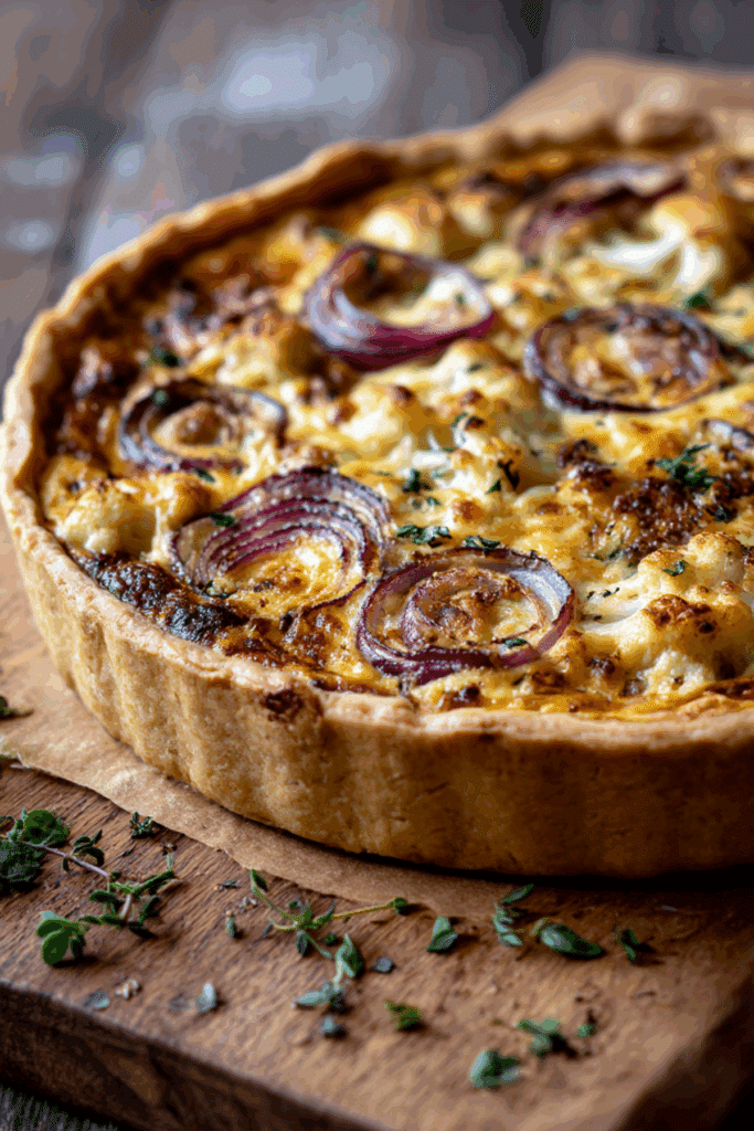 Savory Cauliflower and Red Onion Quiche
