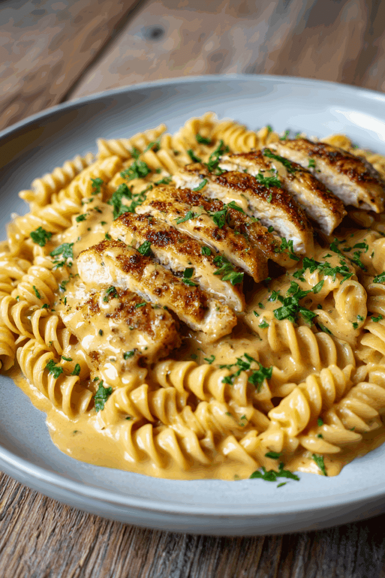Garlic Chicken Twisted Pasta in Spicy Velveeta Cheese