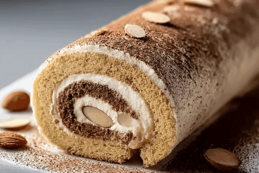 Almond Tiramisu Roll Cake