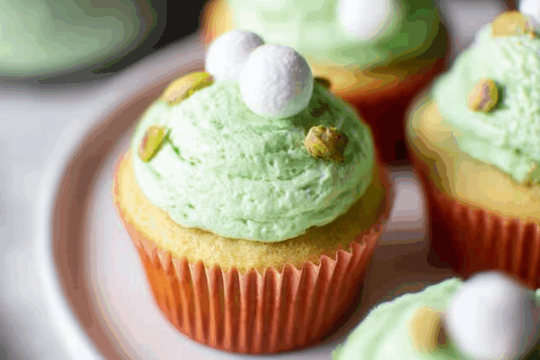 Easy Pistachio Cupcakes with Pistachio Frosting
