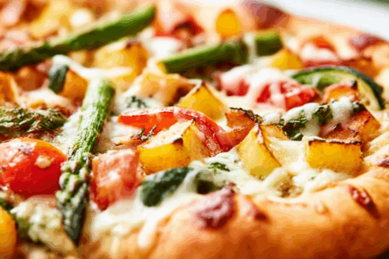 Garden Vegetable Alfredo Pizza