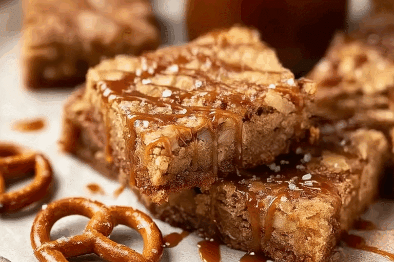 Salted Caramel Pretzel Blondies