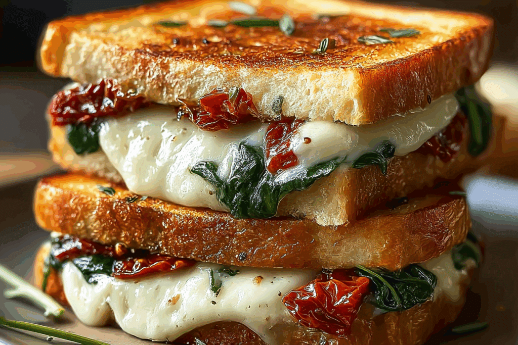 Sun-Dried Tomato, Spinach, and Ricotta Grilled Cheese