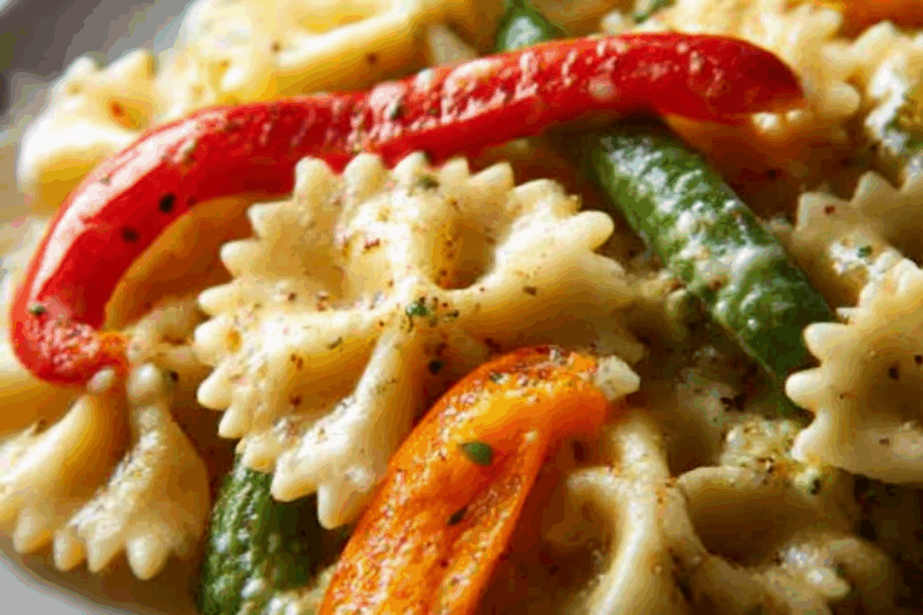 Garlic and Roasted Bell Pepper Farfalle