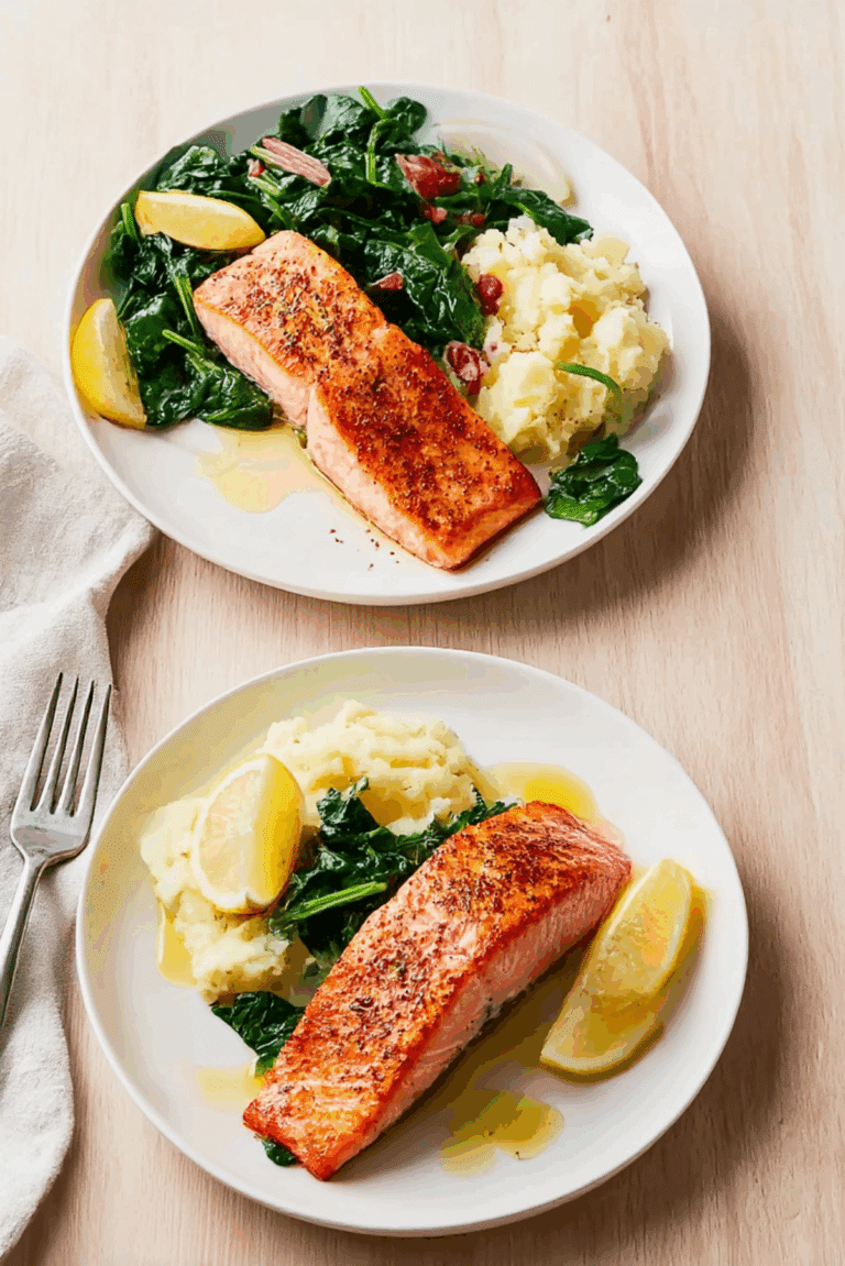 Instant Pot Salmon with Garlic Potatoes and Greens