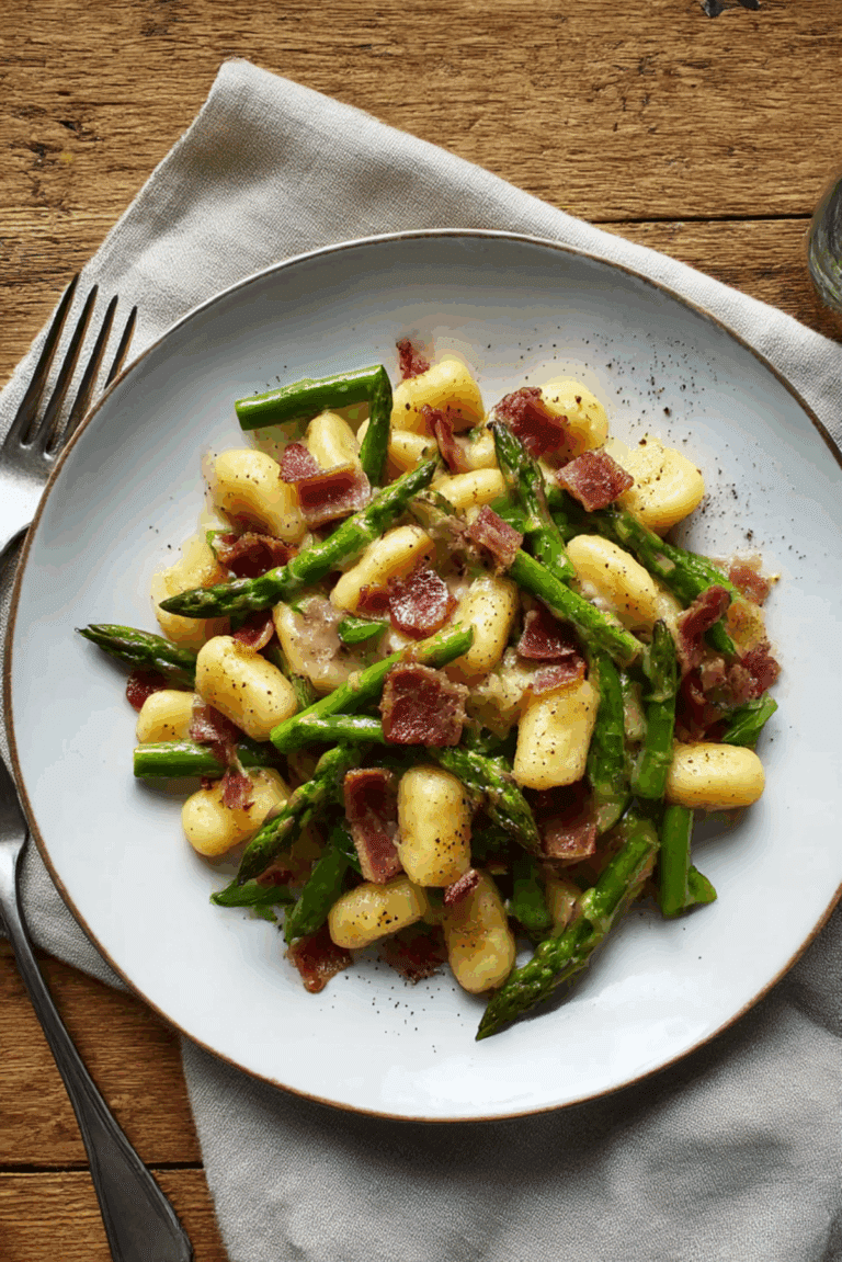 Gnocchi Asparagi e Pancetta (Tuscan Gnocchi with Asparagus and Pancetta)