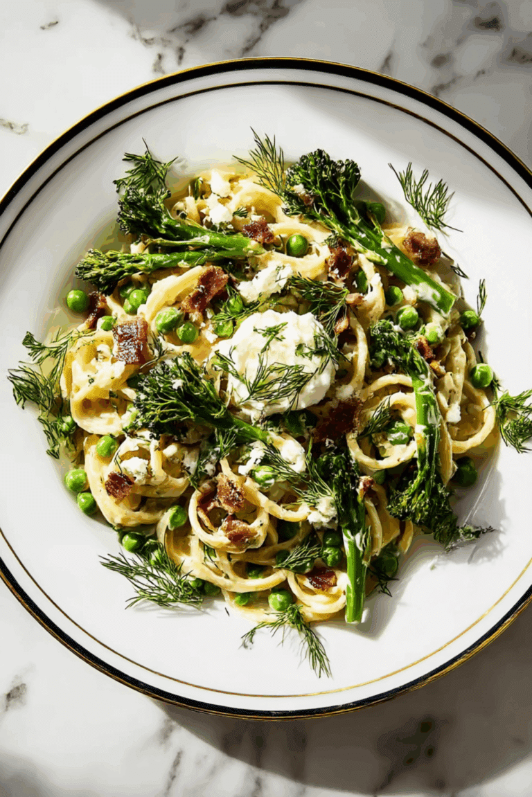 Pasta with Broccolini, Peas, and Pancetta
