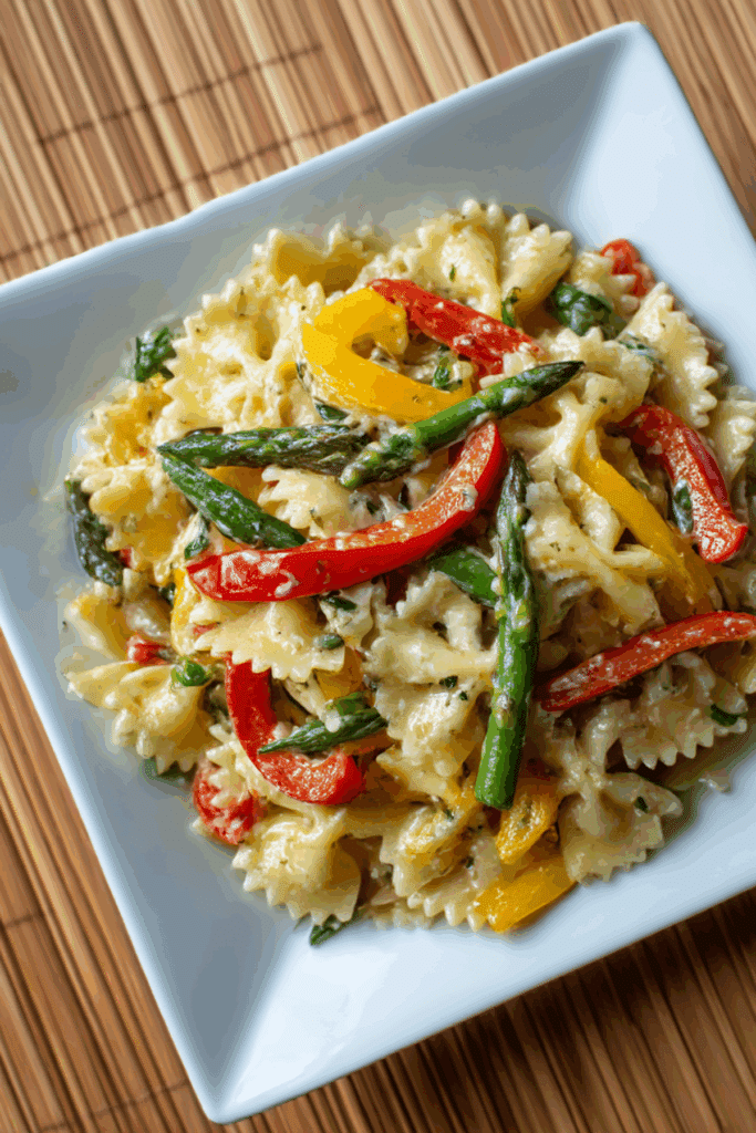 Garlic and Roasted Bell Pepper Farfalle