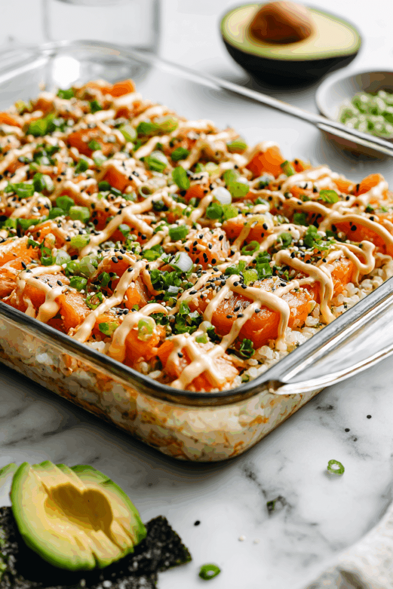 Salmon Sushi Bake Recipe (Easy And Delicious)