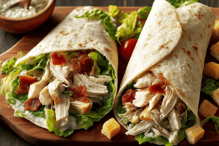 Slow-Cooked Chicken Caesar Wraps