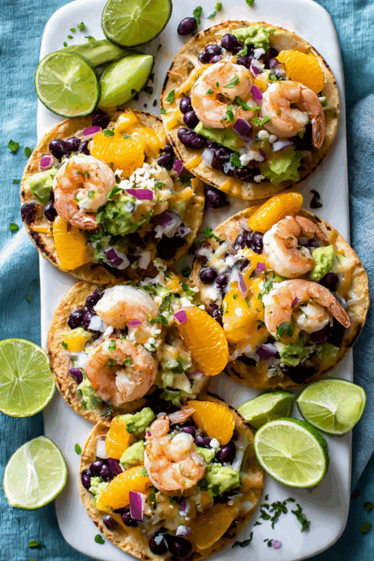 Shrimp Tostadas with Avocado Salsa