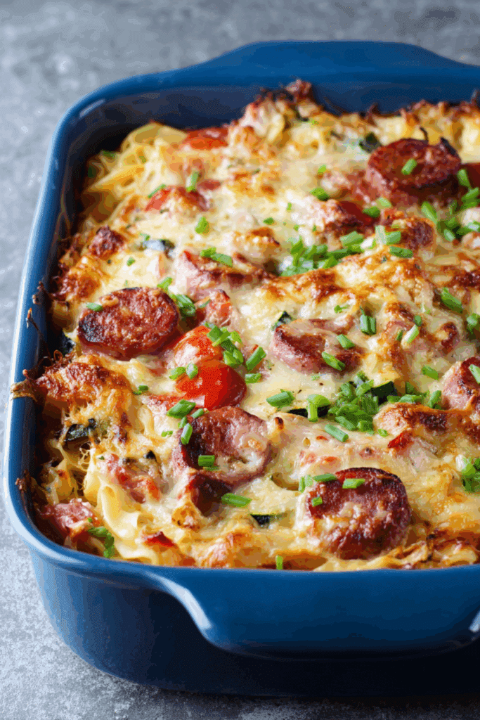 Three-Cheese Kielbasa Bake