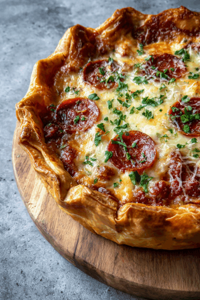 Deep Hamburger Sausage and Pepperoni Pie