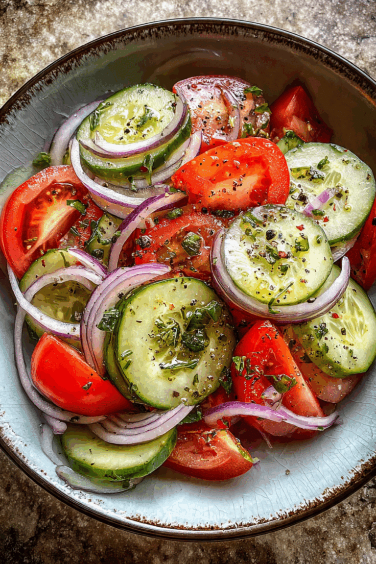 Marinated Cucumber, Onion, and Tomato Salad
