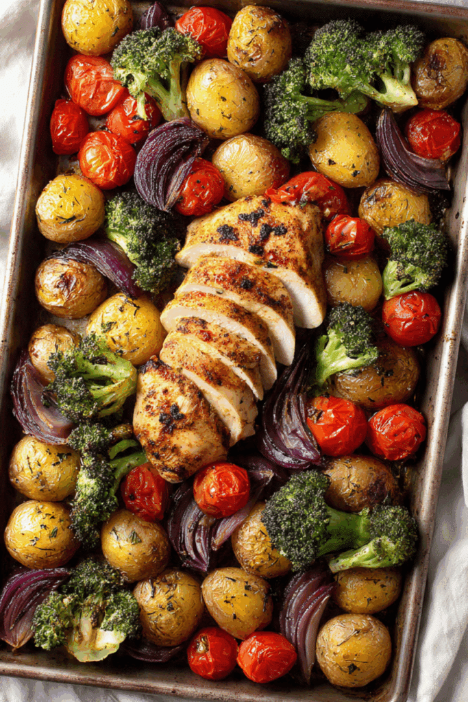 Mediterranean Sheet Pan Chicken and Veggies