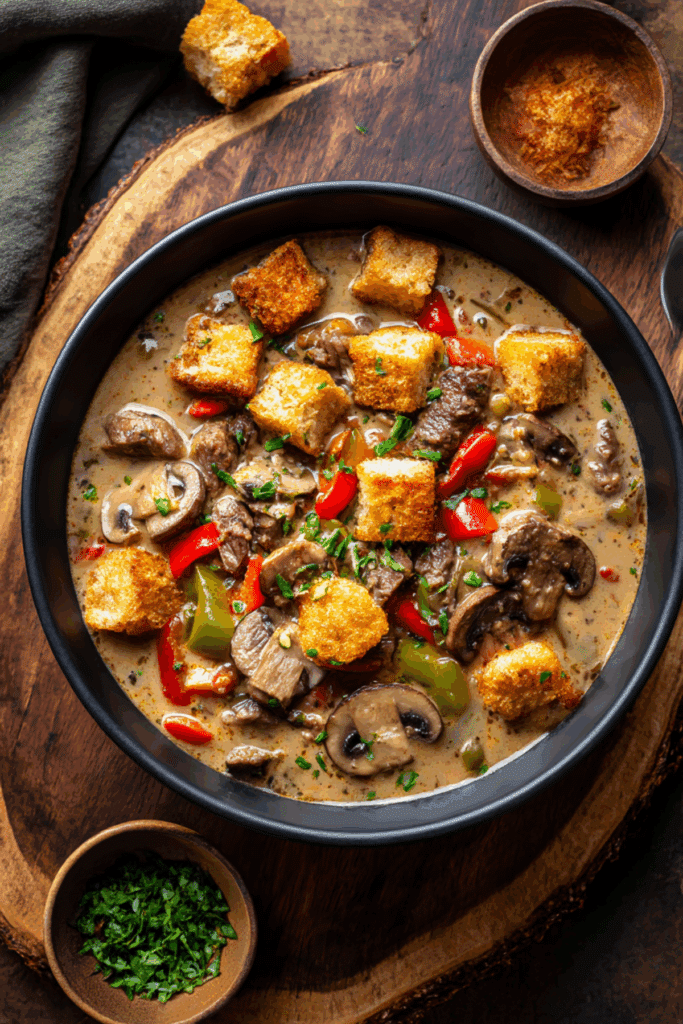 Philly Cheesesteak Soup