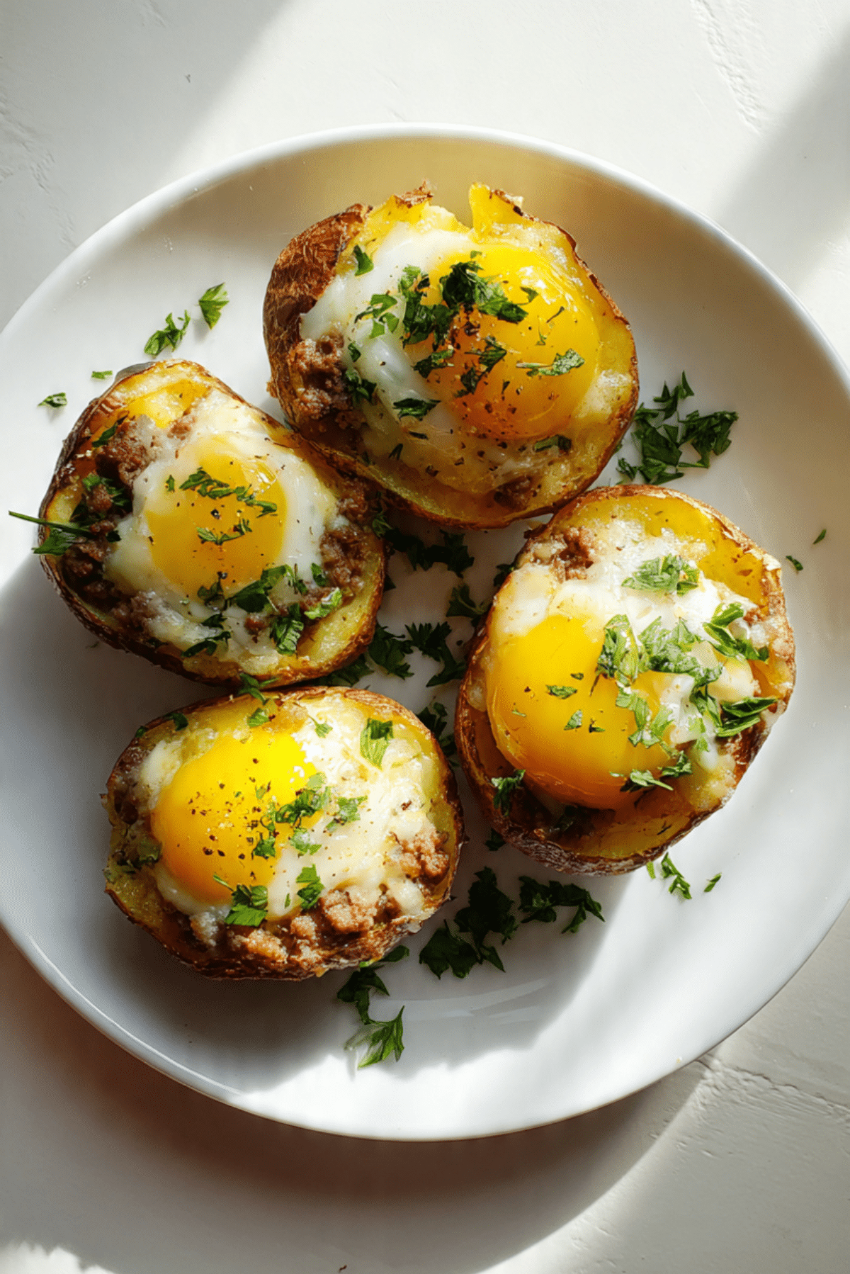 Hearty Sausage and Egg Stuffed Potatoes