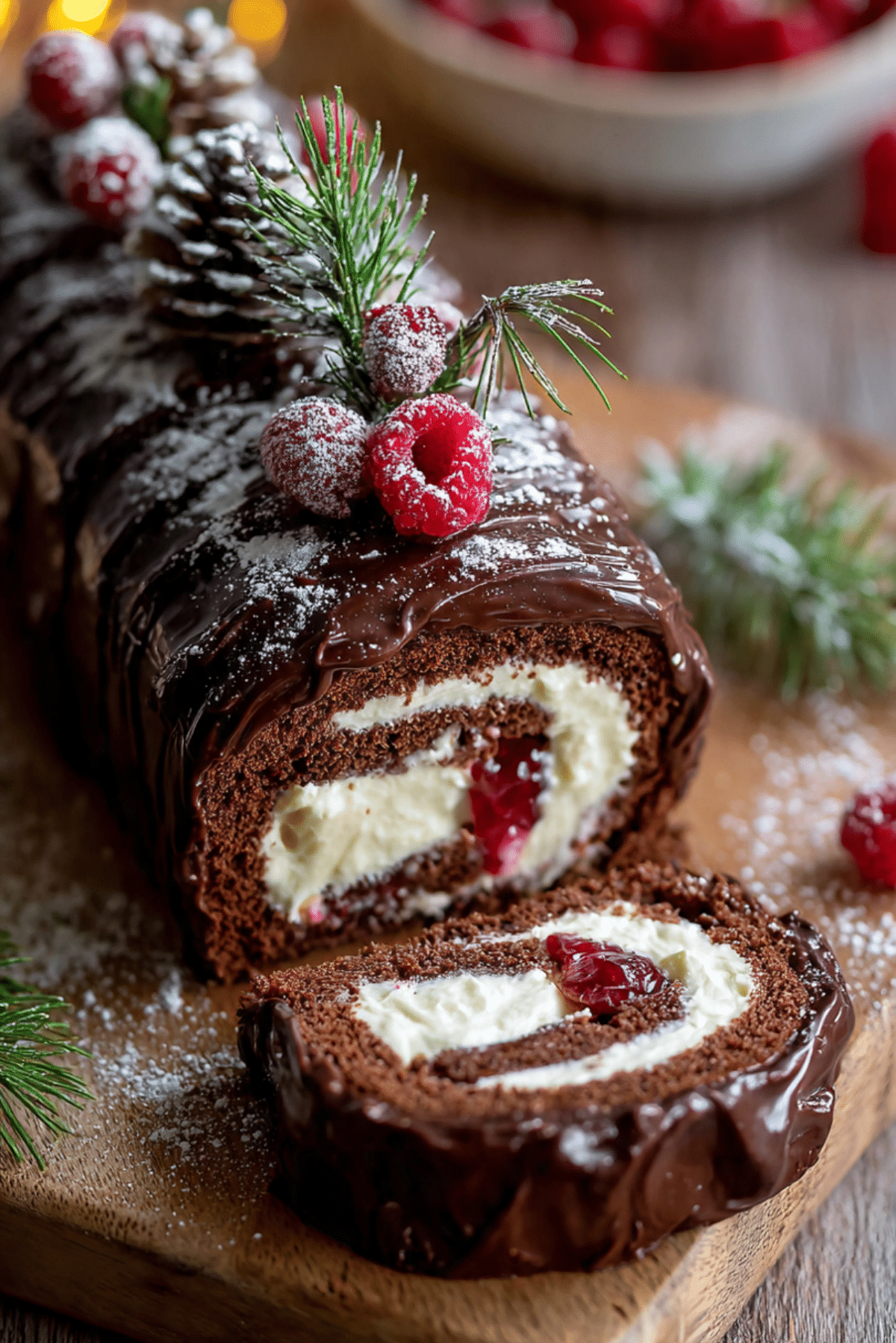 Chocolate Raspberry Yule Log