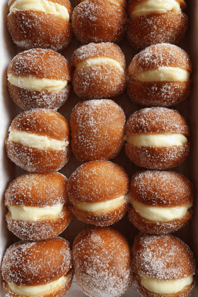Soft and Fluffy Vanilla Cream Donuts