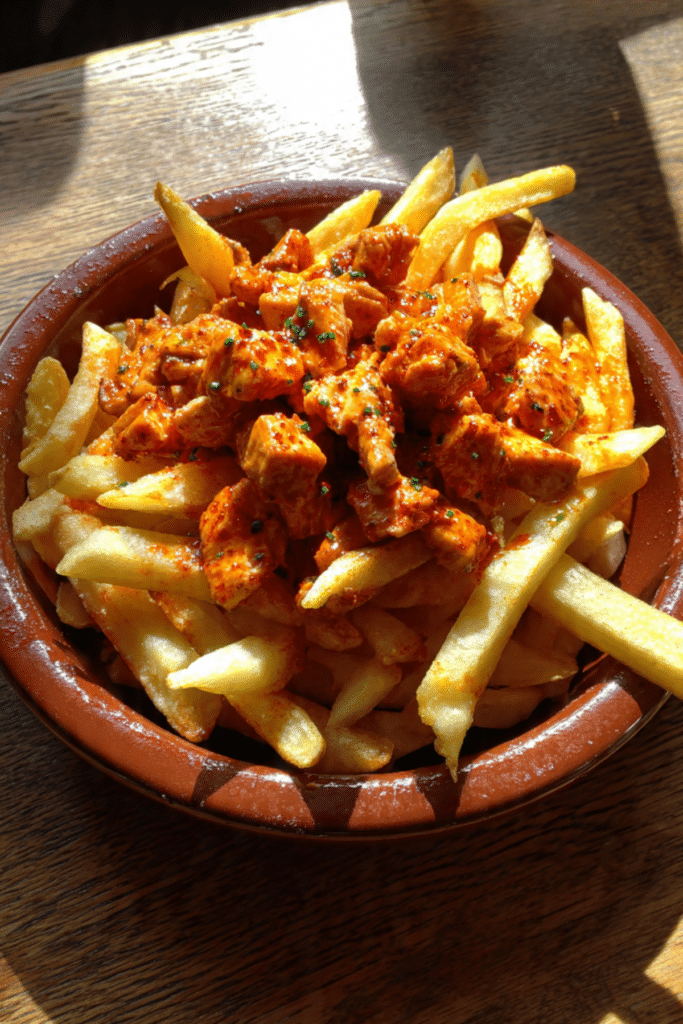 Zorza de Pollo (Paprika Chicken Over Fries)