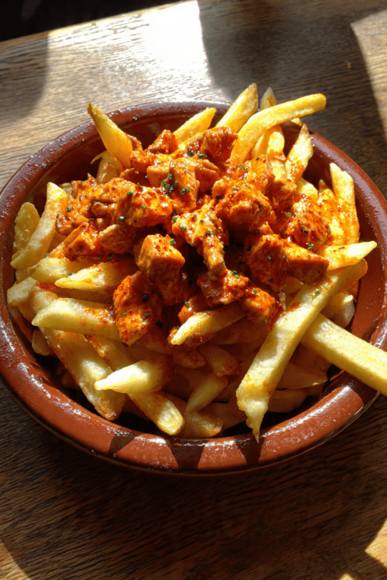 Zorza de Pollo (Paprika Chicken Over Fries)