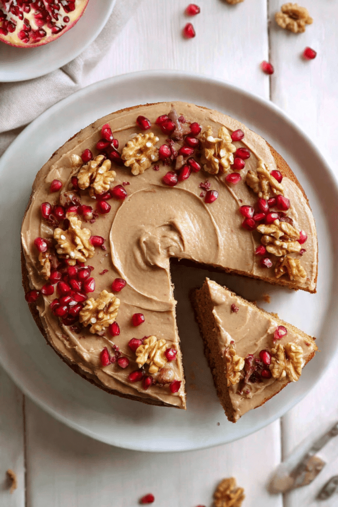 Spiced Walnut Cake with Pomegranate Molasses Frosting