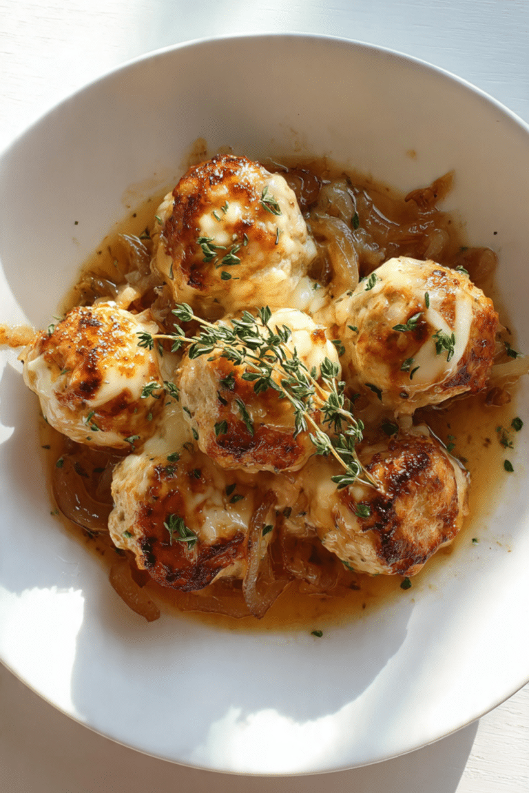 French Onion Chicken Meatballs