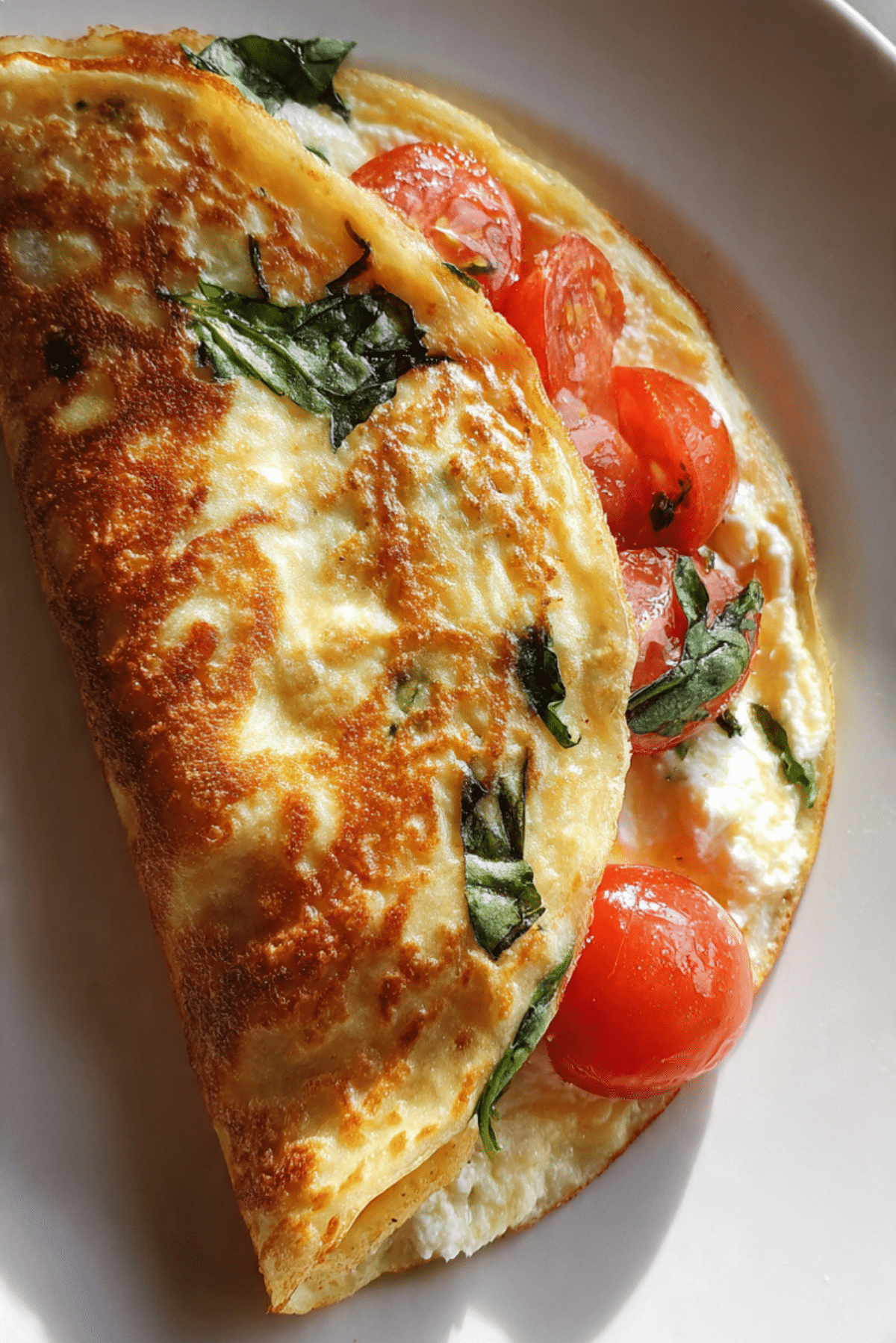 Tomato, Basil, Feta Omelet Quesadilla