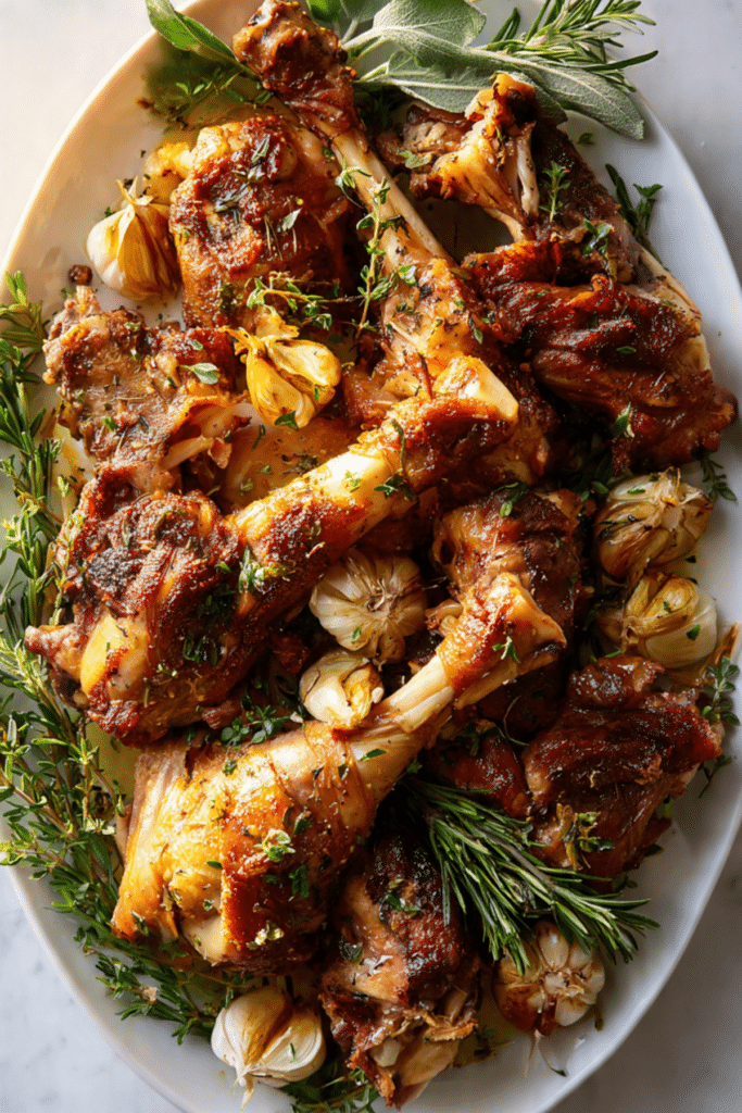 Slow Roasted Turkey Legs with Garlic and Herbs
