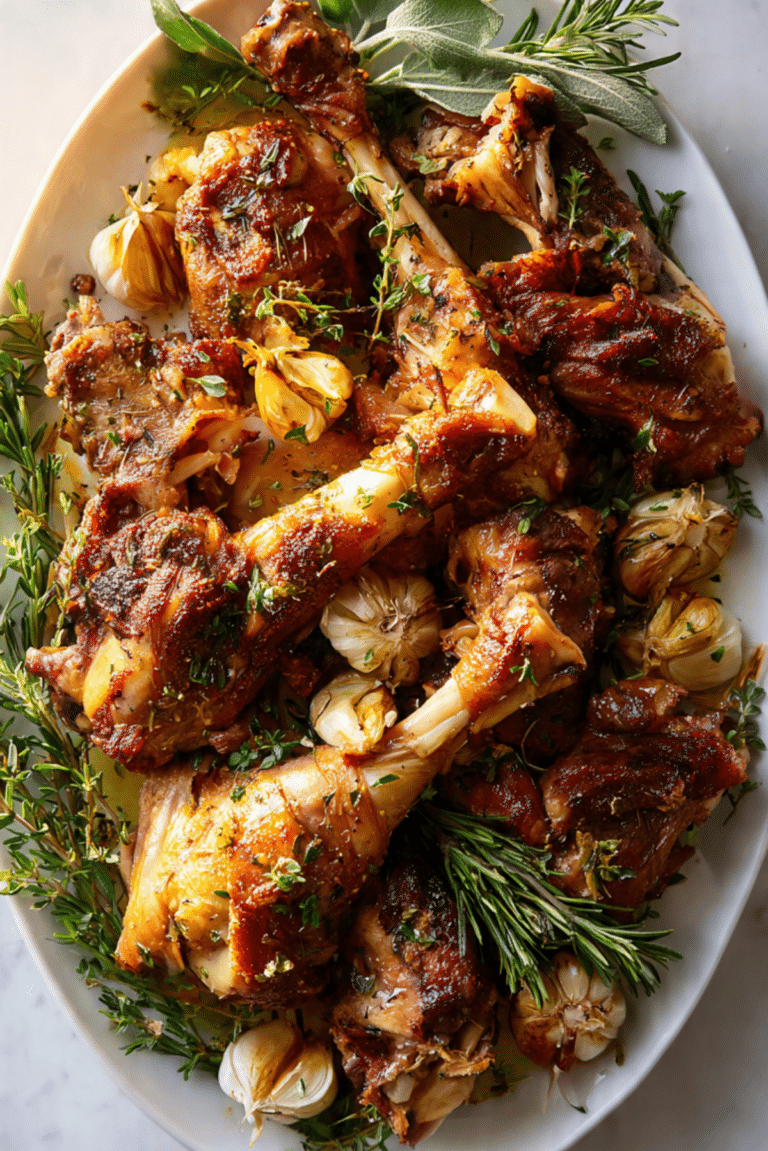 Slow Roasted Turkey Legs with Garlic and Herbs