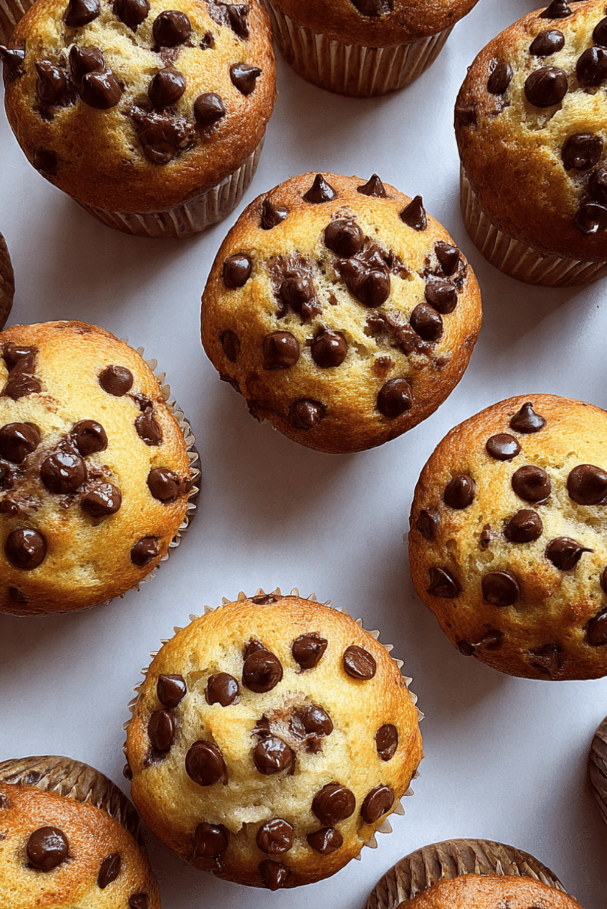 Vanilla Muffins Filled with Nutella and Loaded with Chocolate Chips