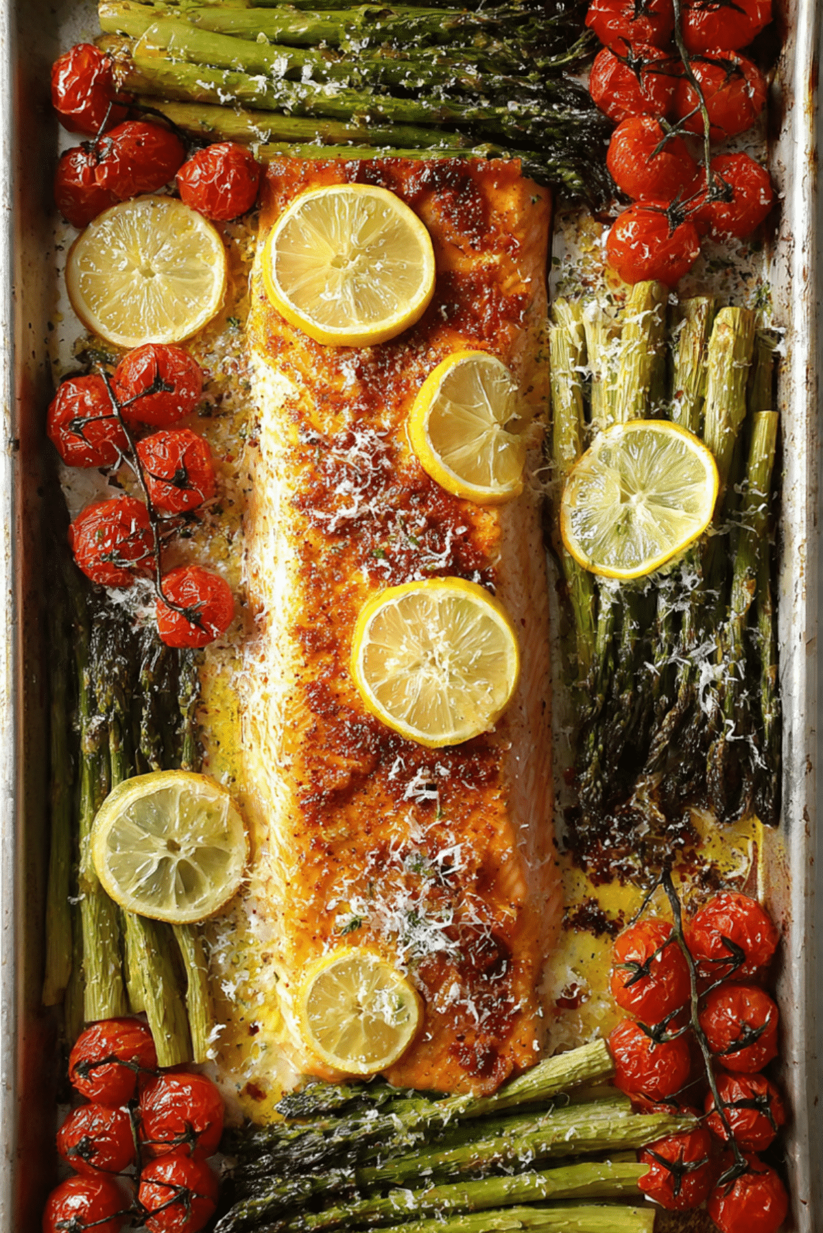 Lemon Garlic Salmon Tray Bake