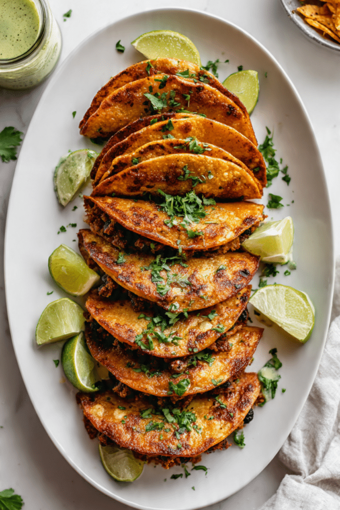 Crispy Black Bean Tacos with Cilantro Lime Sauce