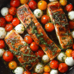Pan-Seared Salmon with Cherry Tomatoes and Mozzarella
