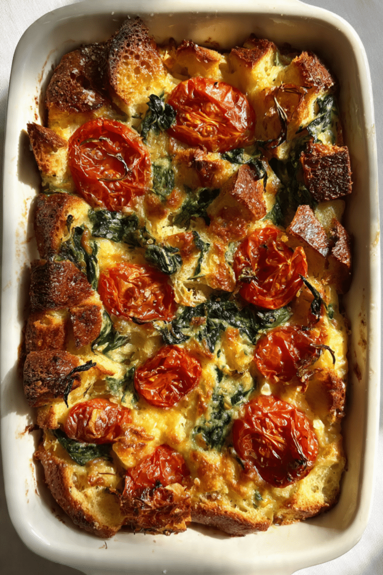 Sourdough Strata with Tomatoes and Greens