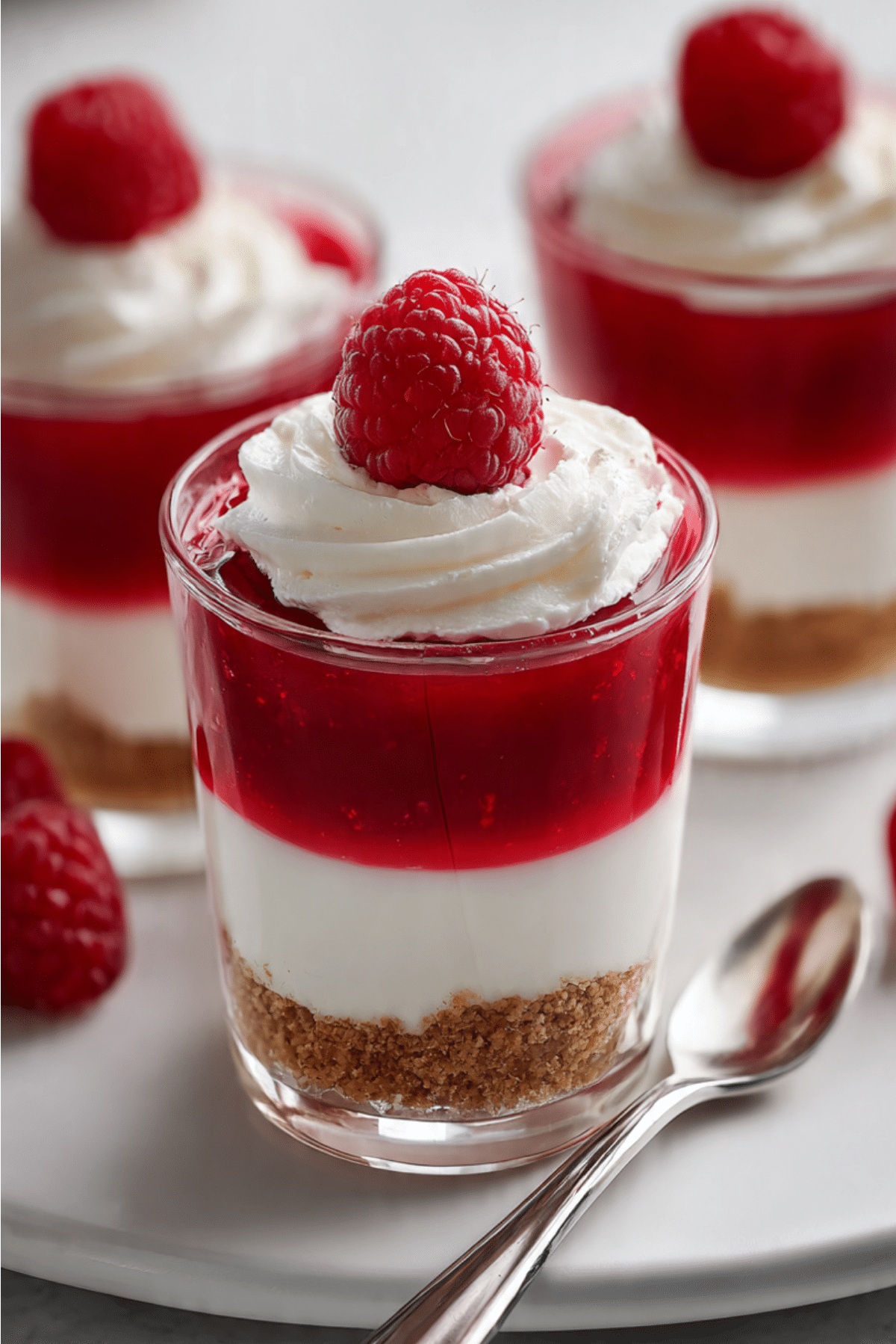 No-Bake Raspberry Cheesecake Layered Dessert Shooters