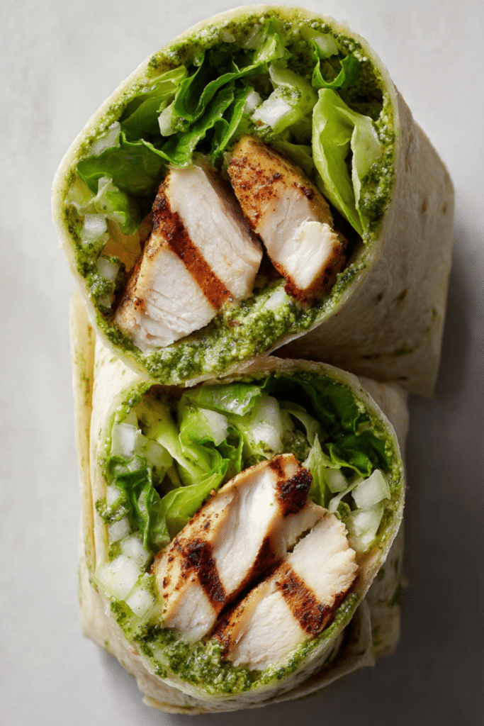HIGH PROTEIN CHICKEN PESTO WRAP
