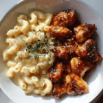 High Protein Honey Garlic Butter Chicken with Mac & Cheese