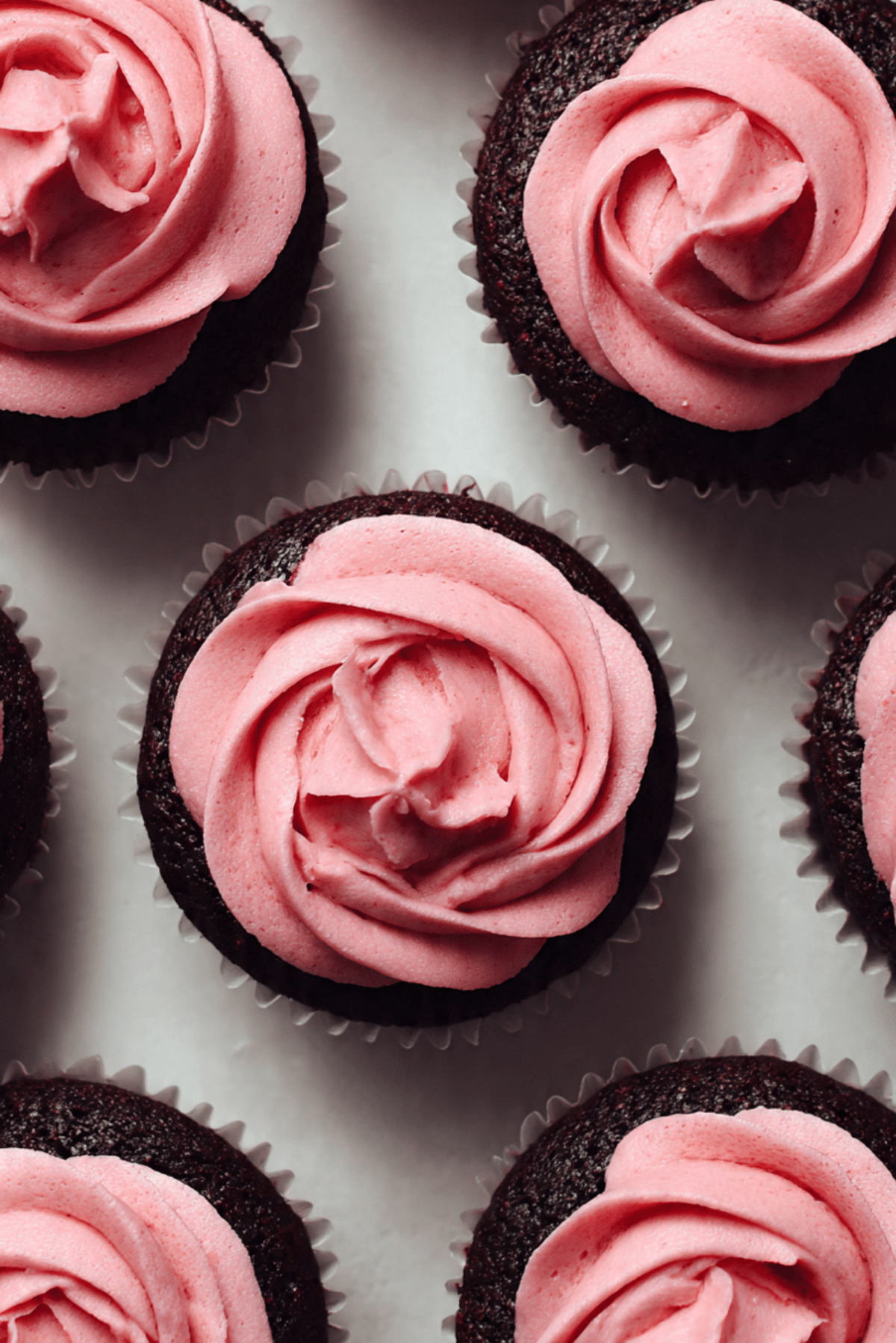 Dark Chocolate Cupcakes with Fresh Raspberry Frosting